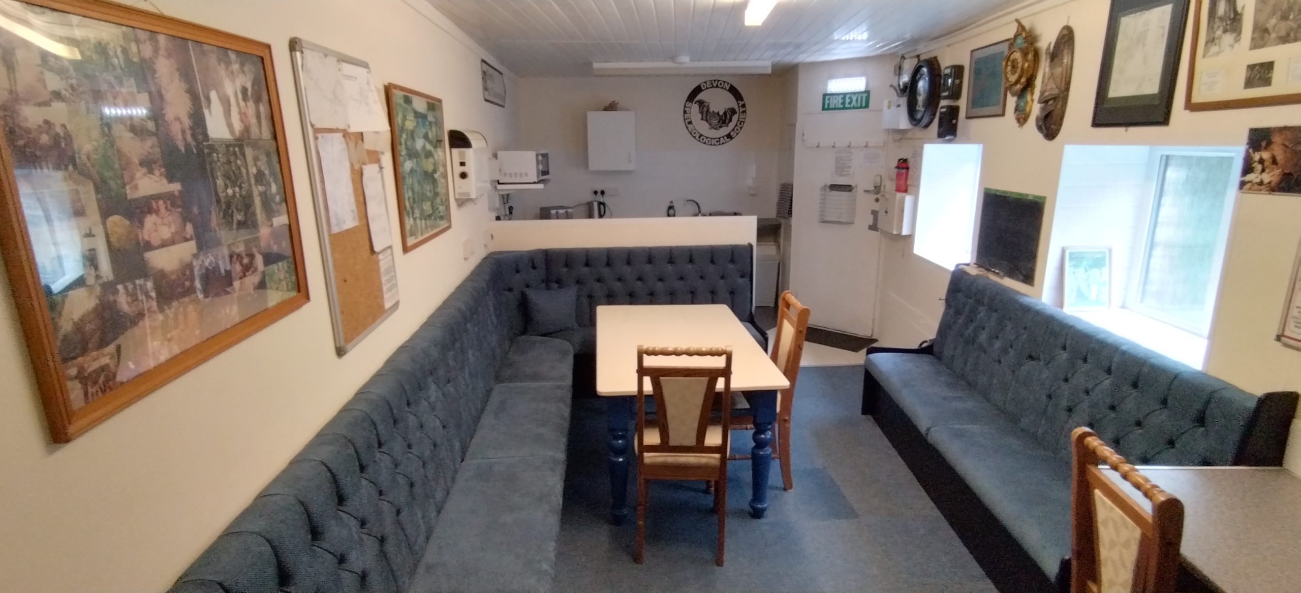 Interior of the common room leading to the kitchen at South Dartmoor Bunkhouse