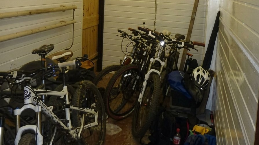 Inside the equipment storeroom at South Dartmoor Bunkhouse