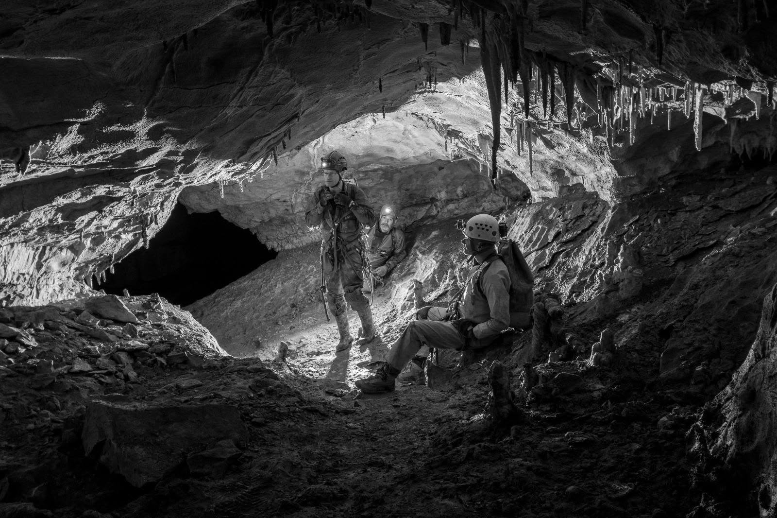 Members resting during a caving trip